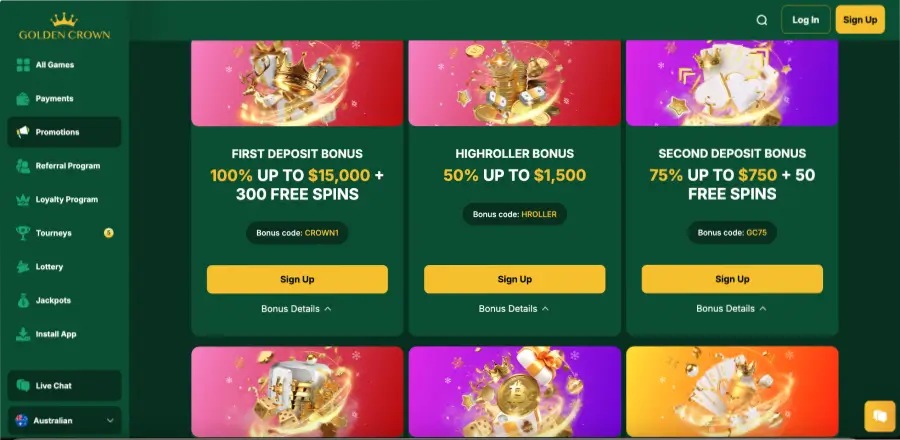 Golden Crown Casino bonuses