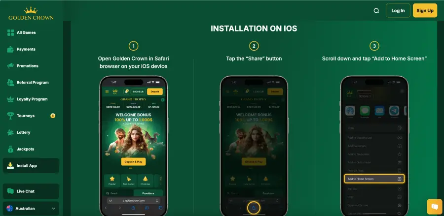 Golden Crown Casino mobile version